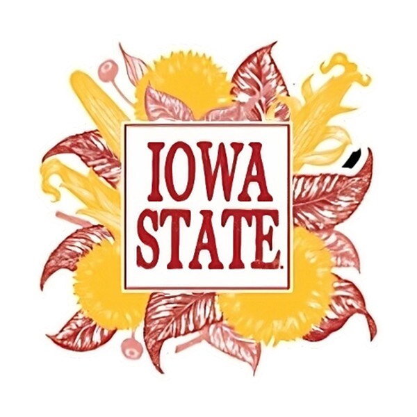 Iowa State Cardinal and Gold Corn and Flowers Rugged Sticker 3-5-inch